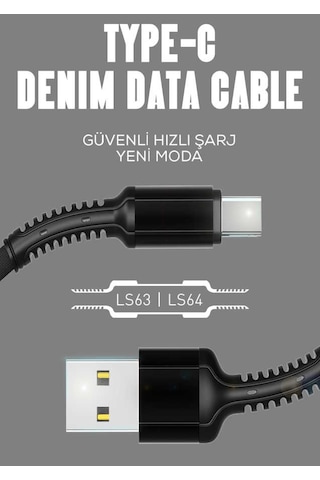Ekılıf - Type-c Usb Kablo Ls63 - Kırmızı - T7648 Kırmızı