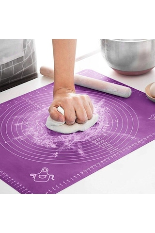 Mor Silikon Hamur Açma Matı Büyük Boy 50x40