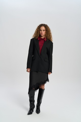 Mai Collection Mai Studios Co. Catroux Gömlek Yaka Detaylı Siyah Blazer Siyah