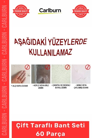 Bant Maksimum Yapışma Gücü Nano Teknoloji Hazır Kesim 60 Parça Kolay Açılır Güçlü Çift Taraflı Bant