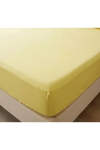 Biçomi Kayma Yapmayan %100 Doğal Pamuk Penye Battal Boy Lastikli Çarşaf 200x200 Cm - Güneş Sarısı Sarı