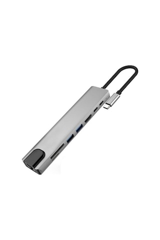 8 In 1 Ethernet Sd Usb Type C Hub Hdmı Girişli Apple  Uyumlu MacBook Çevirici