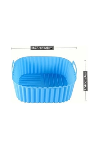 Willowhaven 8 Inç Kare Yapışmaz Silikon Air Fryer Astarı Mavi 1 Adet Fırın Mikrodalga Güvenli Sağlıklı Pişirme