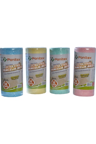 Ponitex Süper Emici Perforeli Pratik Hassas Temizlik Bezi 4 Adet 50 Yaprak 25 x 30 CM