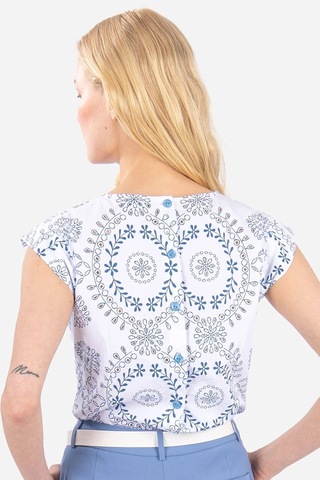 Kadın Brode Detaylı Bluz Frn6002 Mavi