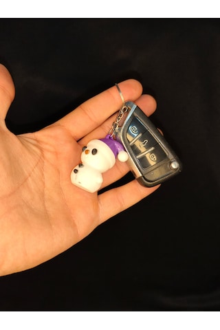 Mini Kardan Adam Anahtarlık Şık Minik Model Beyaz