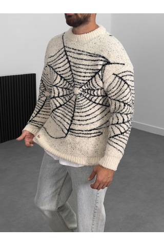 Cocopelli Örümcek Ağı Detaylı Erkek Peluş Sweatshirt Coc1005 Çok Renkli