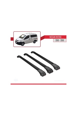 Nissan Nv200 2010-2019 Arası İle Uyumlu Ace-1 Ara Atkı Tavan Barı Siyah 3 Adet Bar