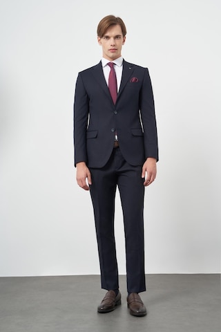 İmza Koyu Lacivert Armürlü Mono Yaka Tam Astar Esnek 6 Drop Slim Fit Classic Takım Elbise 1001245175 Koyu Lacivert