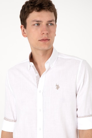U.s. Polo Assn. Erkek Beyaz Gömlek Desenli 50300200-vr013 Beyaz