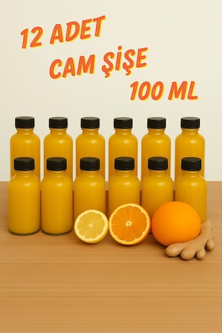 Rotanev 12 Adet Cam Shot Şişesi Sızdırmaz Siyah Plastik Kapaklı Kolonya Koku Süs Çok Amaçlı Şişe 100 ML