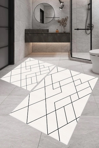 Eliana Home Dijital Baskı 2'li Banyo Paspas Takımı Lna5-0687 100x60 Ve 60x50 Cm Krem