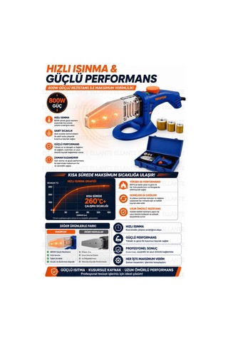 800w Plastik Boru Kaynak Makinesi 20-25-32 Mm Paftalı Çantalı Pprc Boru Kaynak Seti