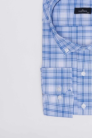 Tudors Büyük Beden Düğmeli Yaka Kareli Pamuklu Erkek Gömlek-31471-çok Renkli Çok Renkli