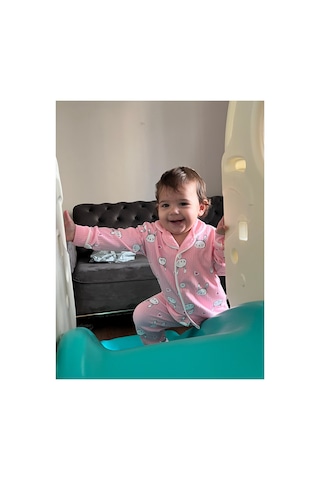Babysena Tavşan Baskılı Kız Bebek Pijama Takımı Pembe