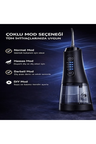 Şarjlı Ağız Duşu 320 Ml Su Hazneli 4 Modlu Ipx7 Su Geçirmez Taşınabilir Oral Irrigator 5 Başlıklı Type-c