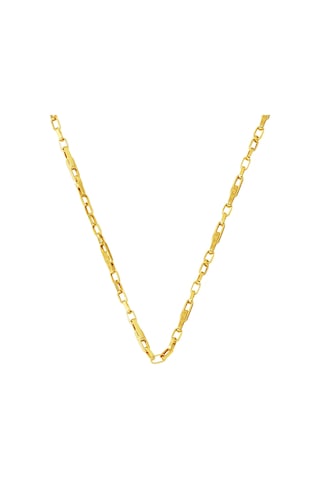 14 Ayar Altın Geometrik Tasarım Unisex Zincir Kolye 50 Cm. Sarı Altın