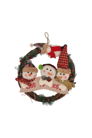 Kangvka Noel Kardeşleri Rattan Çemberi - Rustik Stil Ev Kapısı Pencere Dekorasyonu - Açık Renkli Noel Vibe Oluşturucu