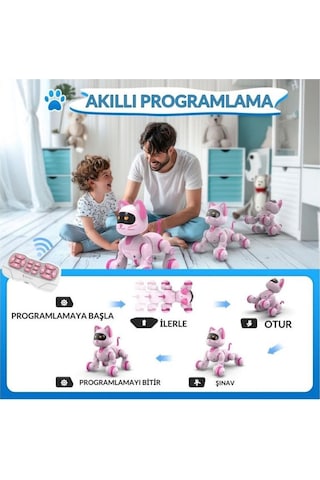 Oyuncak Full Fonksiyon Uzaktan Kumandalı El Sensörlü Şarjlı Işıklı Müzikli Dansçı Robot Kedi