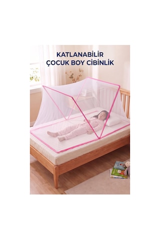 Katlanabilir Cibinlik Çocuk Boy Pembe 125 X 65 X 65