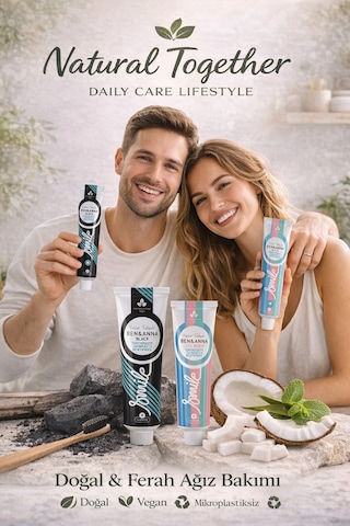 Ben&anna Aktif Karbon Ve Hindistan Cevizi Florürlü Diş Macunu 2 Li Avantajlı Set Vegan 75 Ml