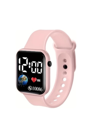 Trendooze Cloud011 Beyaz Dijital Saat, Dünya Kalp Kordon, Fitness Saat Beyaz