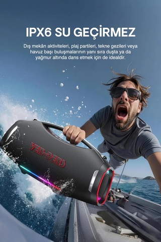 Ven-dens Vd-spk027l 450 W Rms Bluetooth 5.3 Parti Ve Karaoke Hoparlörü, 45000 Mah Batarya, Siyah