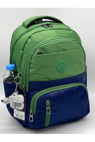 İlkokul Çantası 3'lü Set Unisex Çocuk İlk Okul Çantası Ovski-8010 Pudra-vizon Yeşil - Lacivert