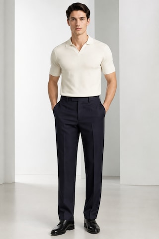 Bihan Store Erkek Slim Fit Yün Karışımlı Zeta Gabardin Kumaş Pileli Pantolon 004-lacivert