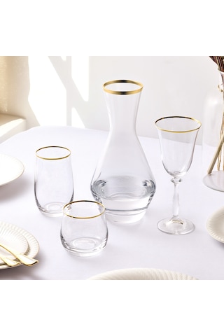 Evaliza Crystalite 2 Gold 37 Parça 12 Kişilik Su Seti Çok Renkli