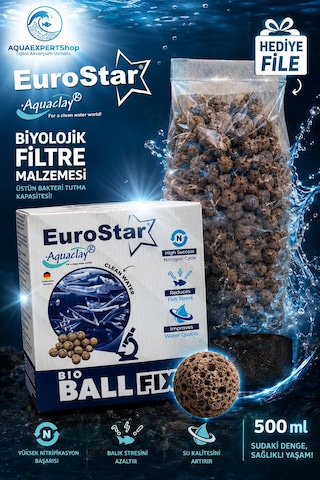Eurostar Filtre Malzemesi - Aquaclay Biyolojik 500 Ml - Filtre Hediyeli - Çok Yüksek Bakteri Tutma Kapasitesi