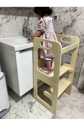 montessori ahşap öğrenme kulesi + aktivite masası + mama masası Ahşap