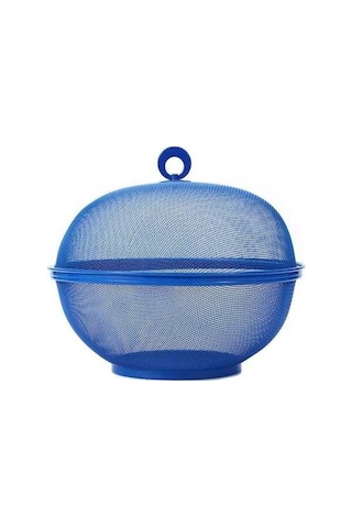 Pazly Kapaklı Meyve Tutucu Hızlı Boşaltma Süzgeci, Yeniden Kullanılabilir Mutfak Sepeti, Modern Sinek Önleyici, Aşınmaya Dayanıklı Mavi Mavi