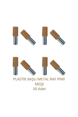 Plastik Başlı Metal Raf Pimi, Meşe 50 Adet Meşe