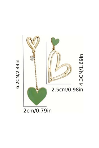 Touch -kırmızı 14k Altın Kaplama Asimetrik Kalp Figürlü Sallantılı 14 Şubat Özel Küpe Gold