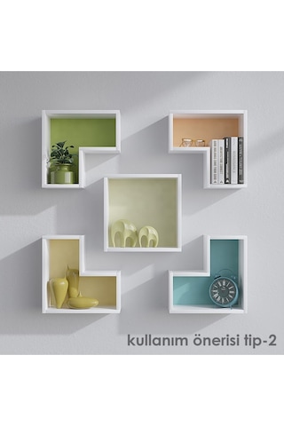 Decormet Elıtra Duvar Rafı Beyaz Çok Renkli