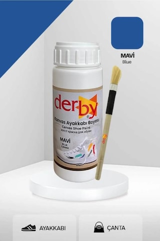 Derby Mavi Kanvas - Bez / Kumaş Ayakkabı Boyası 100 Ml Mavi