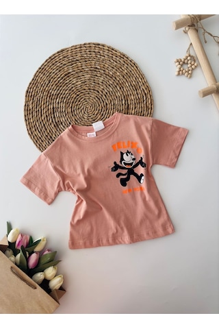 Miniğimin Cicileri Flx Kedi Baskılı Unisex Çocuk Tşört - Gül ... Gül Kurusu