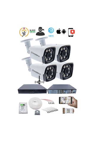 4 Kamera Kadraj Güvenlik Set 5mp Sony Seculens Kdj-4s-8w-kk-m-v1
