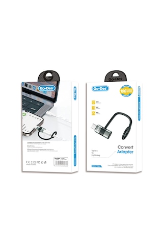 Go-des Gd-ct067 Type-c To Lightning Data Ve Hızlı Şarj Adaptörü Siyah