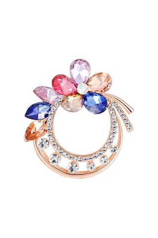 Rhinestone Çiçek Yüzüğü Broş Kristal Vintage Broş Mücevherleri Lady Girls Dekorasyon Aksesuarları