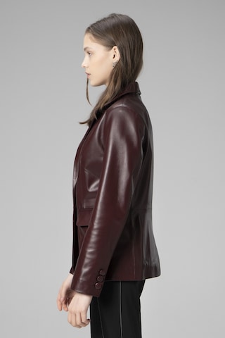 Dericlub Wm011 Gerçek Deri Kadın Blazer Ceket Bordo Null Bordo