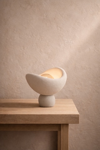 Luna Tasarım Masa Lambası Gri Bronz Detaylı Abajur Loş Amber Işık, Rustik Ampul Hediyeli 20 X 37 Cm Beyaz