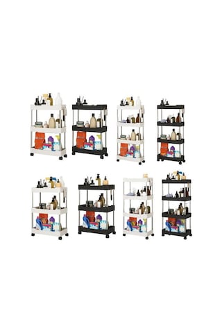 Jms Beyaz Üç Katmanlı Depolama Rafı Bağımsız Güçlü Yük Taşıyan Kullanışlı Mutfak Ayaklı C