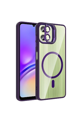 Galaxy Uyumlu A07 Kılıf Standlı Ve Kamera Lens li Mkst Etro Kapak - Gri Gri