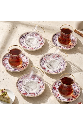 Sandro Moreno 1898 Mistik Gold Optik 12 Parça 6 Kişilik Çay Seti 150 Ml Renkli