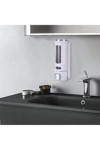 2 Adet Beyaz Renk Duvara Monte Manuel Sabunluk Sıvı Lavabo Sabunluk El Sabunu M-52 Beyaz