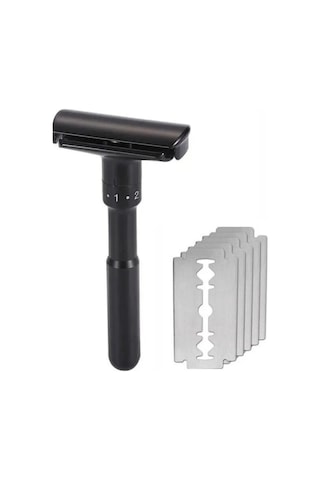 Valkyrie Metal Ayarlanabilir Manuel Geleneksel Tıraş Bıçağı Siyah + Jilet 5'li