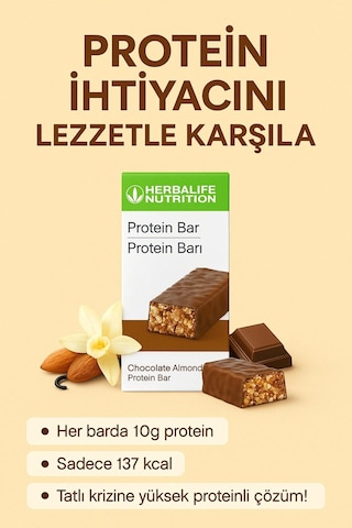 Herbalife Protein Bar Çikolata Aromalı Bademli 14 X 35g Aktif Yaşam Için Lezzetli Ve Dengeli At