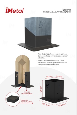 Sarar Tek Bölümlü Pergola Seti 90 x 90 MM Ahşap ve Tente Dahil